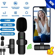 Wireless Lapel Lavalier Microphone for iPhone Android Interview Record Vlog A 
