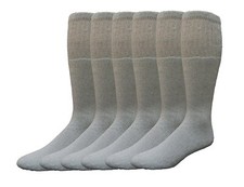 Calcetines tubo de algodón para mujer 6 PK Yacht & Smith, estilo árbitro, 9-15 gris liso