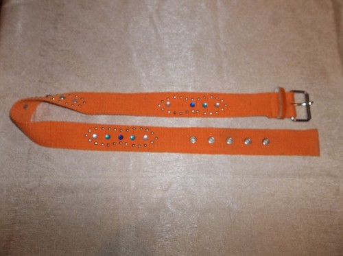 ORANGE Studded Jeweled Canvas BELT Girl's Size SMALL/MEDIUM - Picture 3 of 4