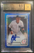 2020 Bowman Chrome Oswald Peraza Auto Blue Refractor HTA Choice RC #/150 BGS 9.5