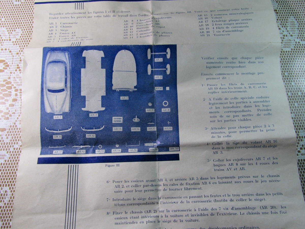 747X Rare Gégé Notice Instruction pour Assemblage Origine de Simca 9