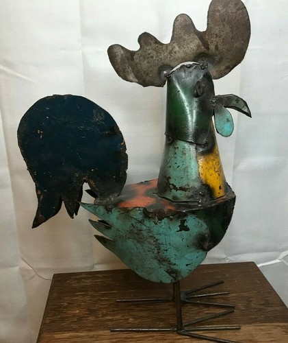 "Escultura de gallo 19"" metal caprichoso arte único interior exterior" - Imagen 4 de 11
