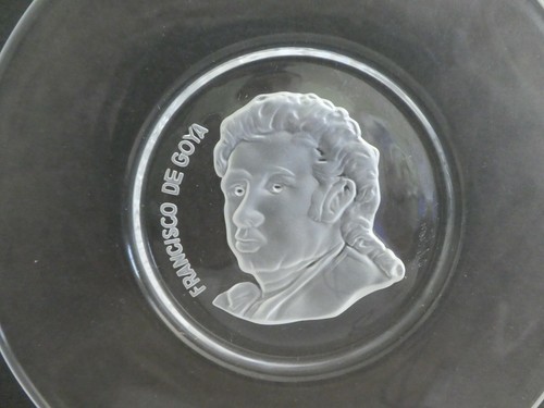 Vintage Val St. Lambert Crystal Plate FRANCISCO DE GOYA Frosted Glass 8” - Picture 2 of 5