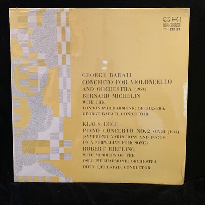 BERNARD MICHELIN cello BARATI Concerto & EGGE Piano Cto - CRI-184 LP SEALED