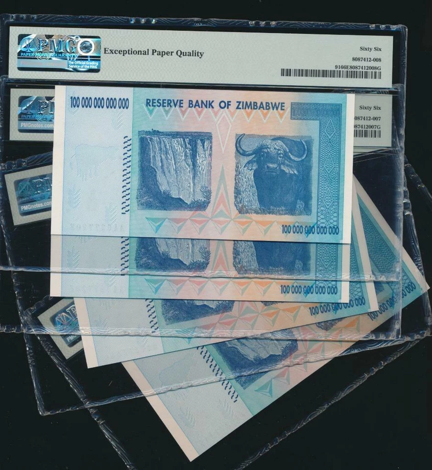 Zimbabwe 100 TRILLION DOLLAR BILL AA/2008, PMG 66EPQ certified gem (price for 1) - Image 2 of 4