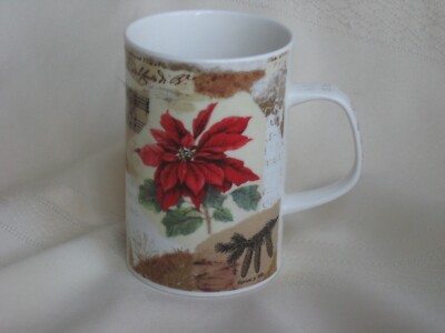 Dunoon Christmas Time Fine Bone China Cup Mug 4'' England Michele Aubourg Design
