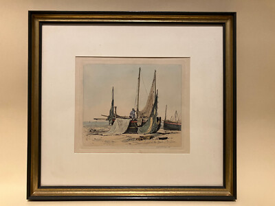 Edward W. Cooke  Lugger on the Beach at Brighton , London 1829-1830, koloriert