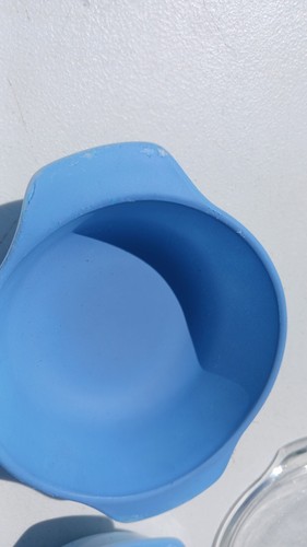 5 Anchor Hocking Fire King Weiß Milchglas Blau Kornblume 12 Unzen Schalen 472 mit Deckel - Bild 5 von 10