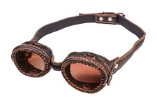 Vintage Handmade Leather Biker, Aviator, Steampunk Brown Goggles Eyeglasses