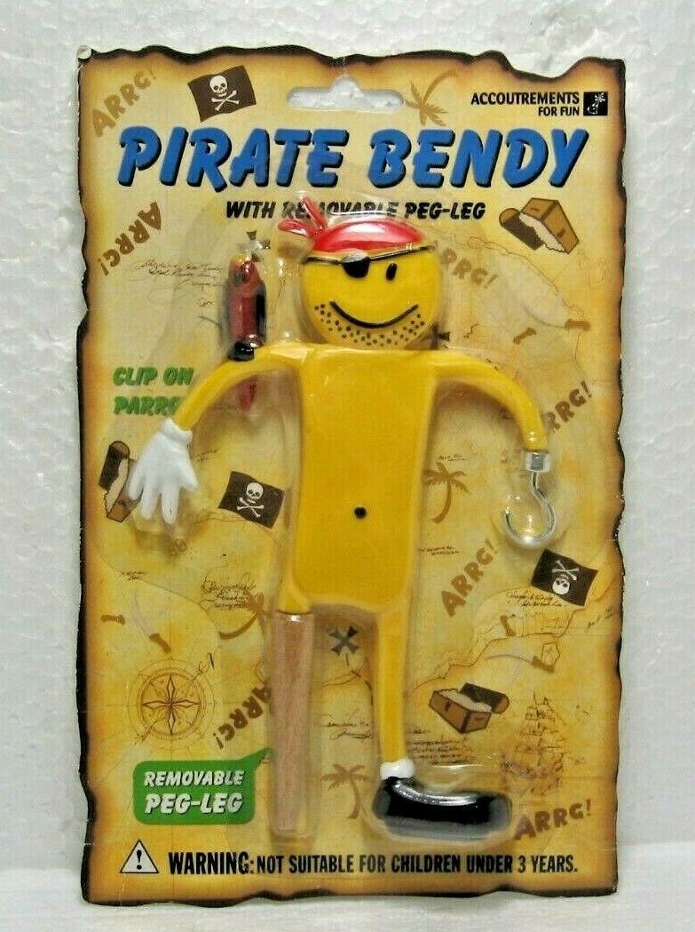 Vintage Pirate Bendy With Hook And Removable Peg Leg Accoutrements 1999 NEW