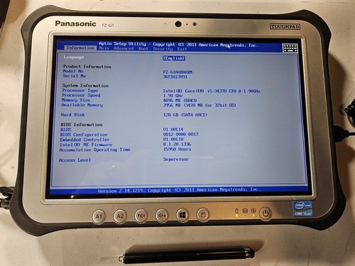 Panasonic Toughpad FZ-G1, Core i5-3437U 4 Go de RAM, 128 Go SSD, Win10P, 15 000 heures - Photo 2/3