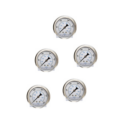 5 PACK LIQUID FILLED PRESSURE GAUGE 0-5000 PSI, 2.5'' FACE, 1/4'' BACK MOUNT WOG