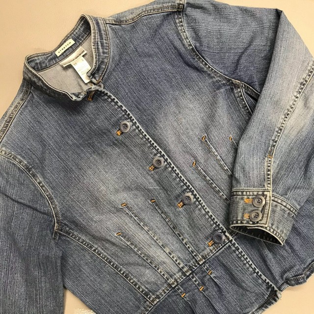 Jones New York NY Sport Denim Jean Jacket Coat Button Slimming Waist Size Large | eBay