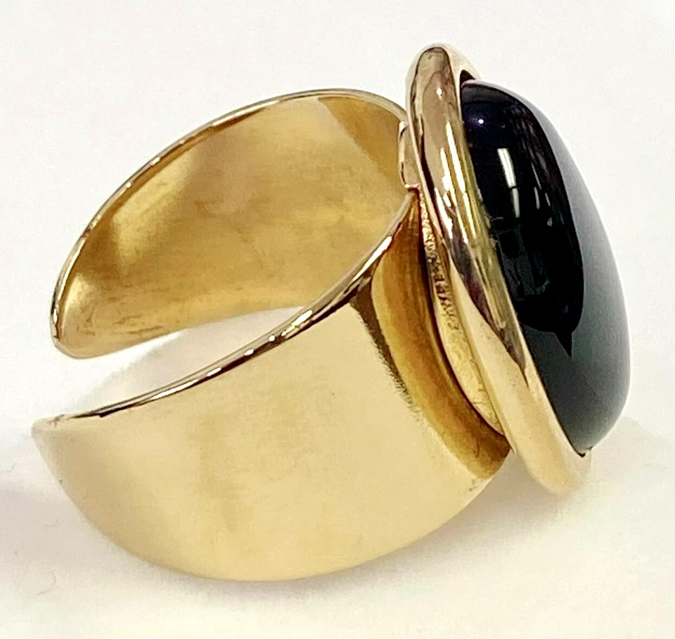 Anillo ajustable HSN Shelly Brown Maxine negro ónix dorado para dama Foto 4 de 4
