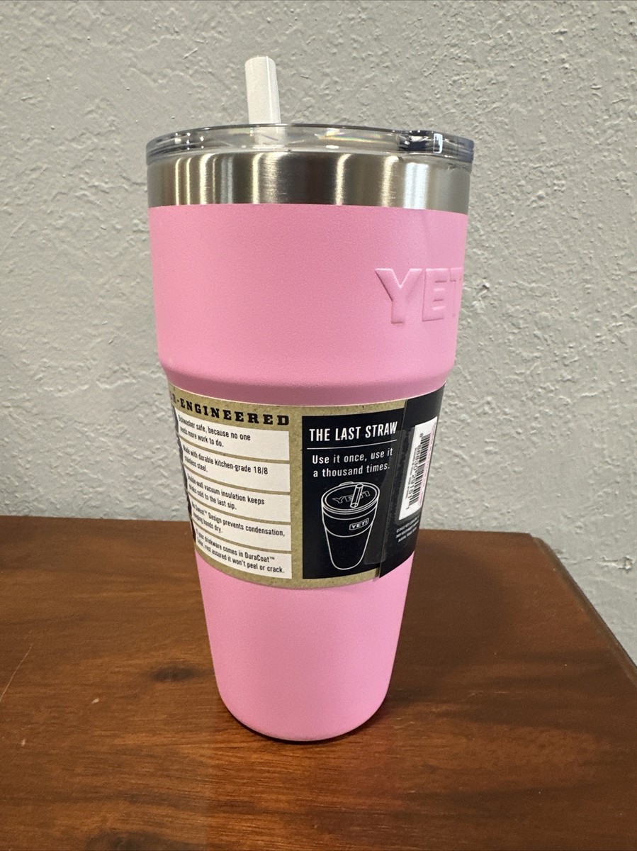 Yeti Rambler Power Pink 26 oz Stackable Cup with Straw Lid New