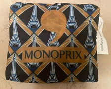 Monoprix Paris French Reusable Shopping Tote Bag, Eiffel Tower, New, Folds Up