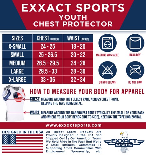 Exxact Sports Youth Baseball Chest Protector, Padded Compression Shirt - Picture 21 of 35