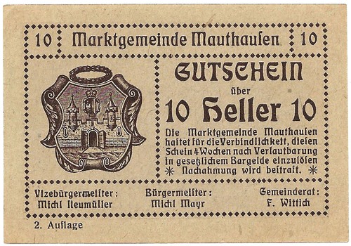 Bank Note - Notgeld - Austria Mauthausen 10 Heller Photo 1920 Extremely Fine! - 第 1/2 張圖片