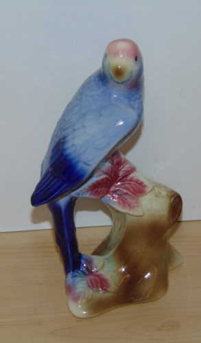 Vintage 8" Ceramic Royal Copley Blue Parrot Figurine-Mint - Picture 1 of 5