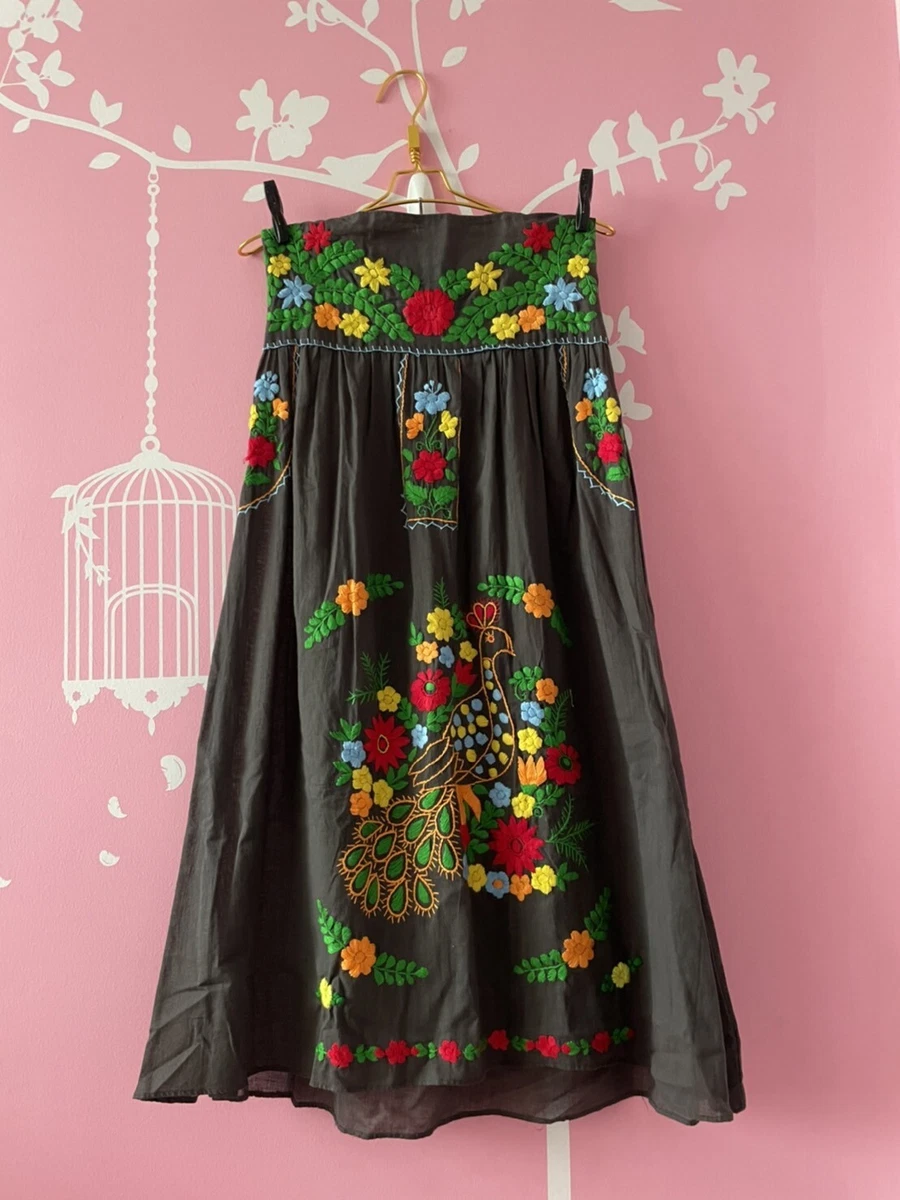 Hand Floral Vintage Embroidered Clothes from Thailand Embroidery Dress  Flower