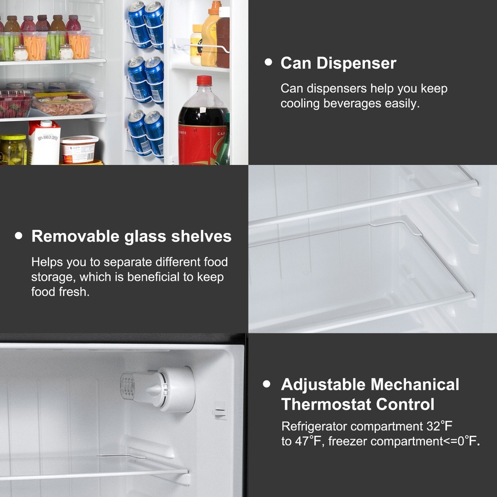 NEW 4.6. Cu ft Two Door Mini Refrigerator with Freezer, Stainless Steel