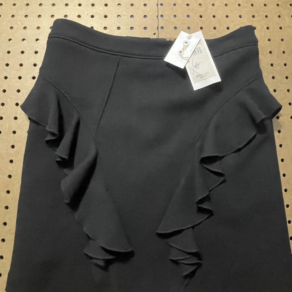 NWT Leifsdottir Mini Skirt Womens 8 Onyx Black Wool Ruffle Anthropologie $248 - Image 2 of 4