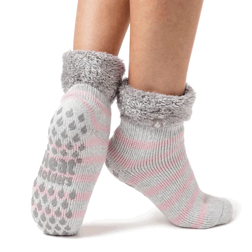 Heat Holders Thermal Slipper Socks - Silver Pink