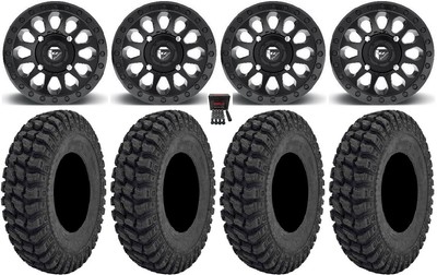 Fuel Vector 14'' Wheels Black 28'' Warrior AT Tires Can-Am Maverick X3