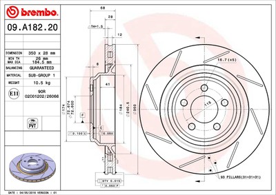 Brembo Rear Left or Right Brake Disc Rotor Slotted UV Coated For 