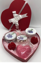 Valentines Day Lavender Gift Set in Heart Shaped Box / Gifts for Her / Bath Sets