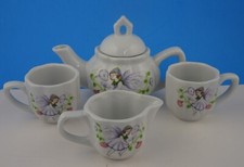 Fairy Garden Small Doll Child Teapot, Creamer  Teacups Porcelain Set/5