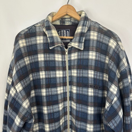 Vintage HOBO USA Plaid Flannel Jacket Full Zip Lined Pockets Mens Size Large - Picture 3 of 13