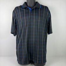 Walter Hagen Check Golf Polo Shirt Mens L Black/Blue 60/75