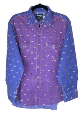 Wrangler Vintage Cowboy Cut  Long Sleeve XL Tails Purple Southwest Aztec Size 16