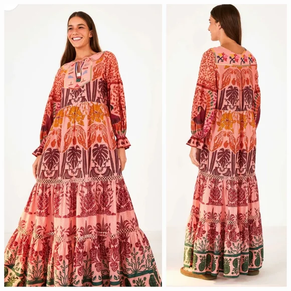 farm rio anika cotton printed midi dress Farm Rio Cornely Anika Printed Jersey Midi Dress In Cornely Ainika Black - 80% Off