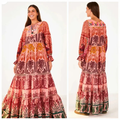 Farm Rio Anika Print Macaws Maxi Dress Size M NWT $345
