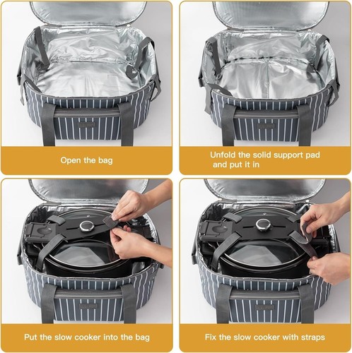 Secure Double Layer Slow Cooker Carrier Bag – Perfect for 6-8 Quart Oval Cookers image