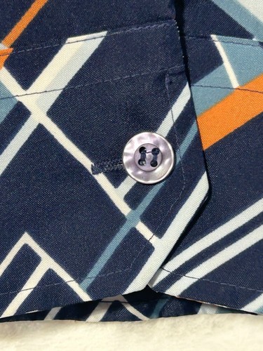 vtg JCPenney Geometric Button Up Disco Hippie Shirt Large (16-16.5) wide collar - Picture 4 of 4