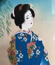 艺妓画在古董日本画作、画卷| eBay
