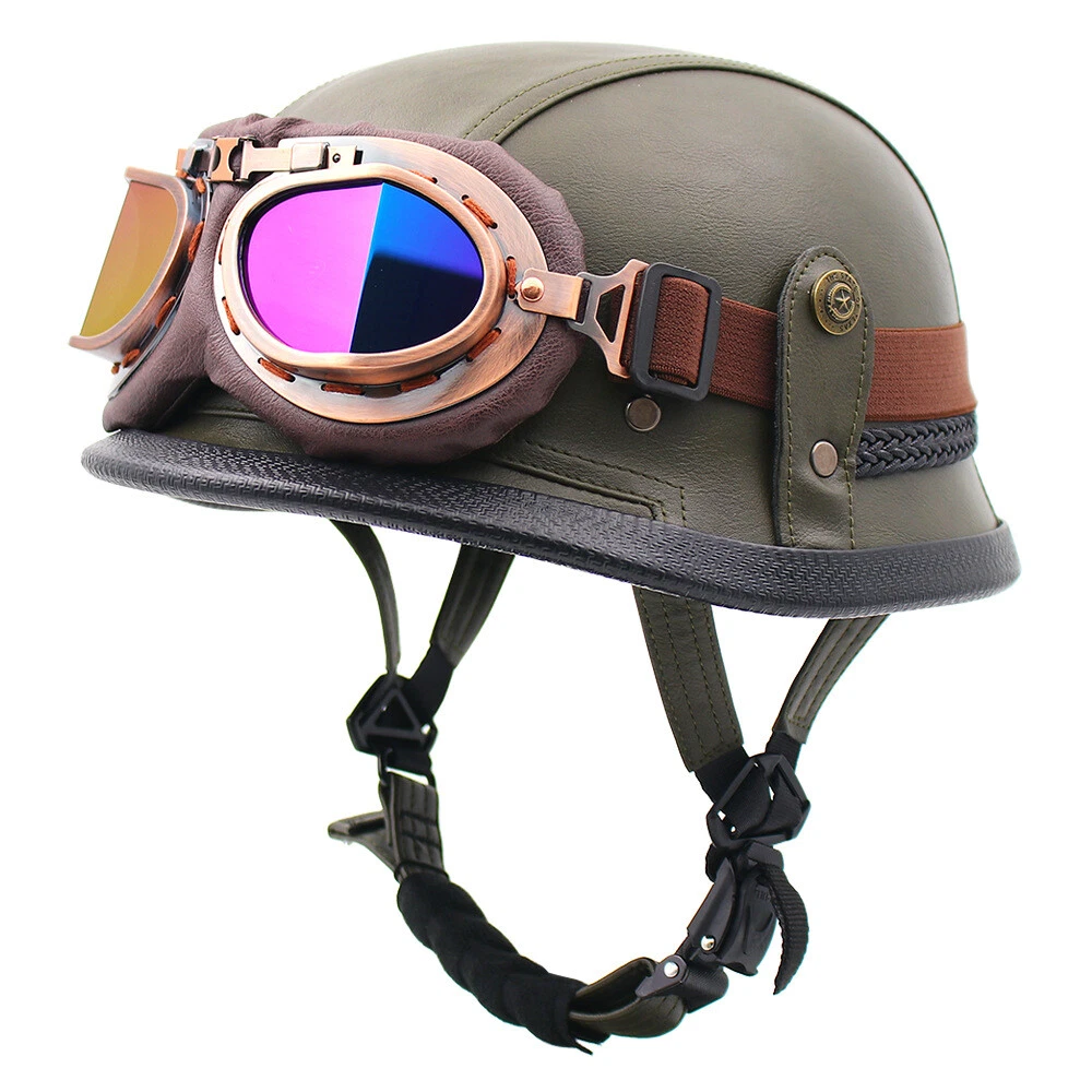 Motor Half Helm Goedgekeurd Duitse Retro Open Helm Cap Met Pilot