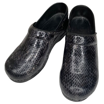 Sanita Women's Crocodile Stapled Leather Nursing Work Clogs Shoes Sz 37 US 