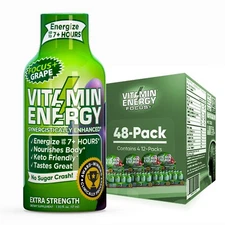 (48 Pack) Vitamin Energy® Focus+ Grape Energy Shots, Clinically Proven