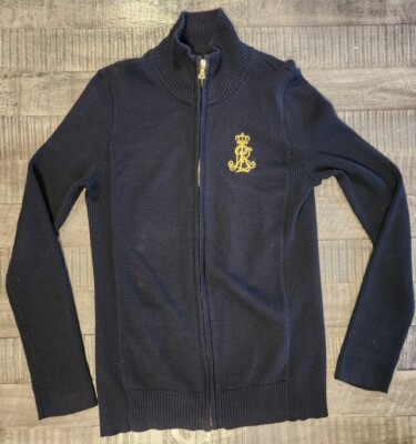 Lauren Ralph Lauren Full Zip Sweater Women Size Medium Black