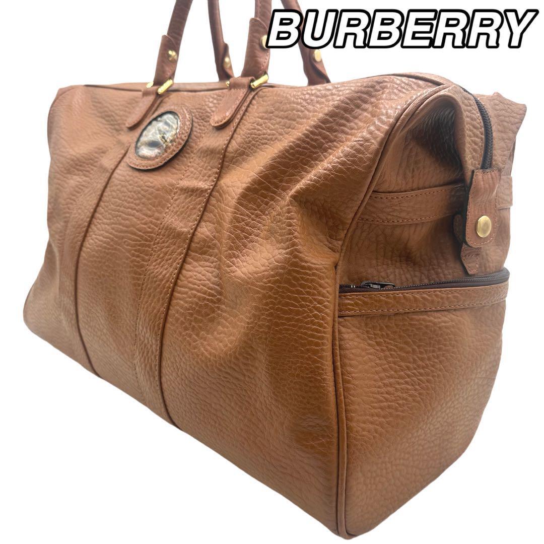 Burberry Boston Bag All Leather Travel Large Capacity Brown