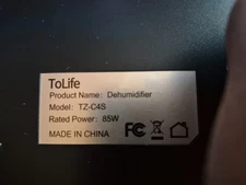 ToLife TZ-C4S Dehumidifier 85W For Home with Auto Shut Off indoor up to 1000sqft