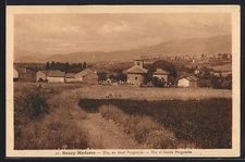 Old postcard Bourg-Madame, Hix, in the background Puigcerdà 