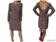 M Missoni Metallic Knit Sweater Mini Dress Brown Vintage Y2K Retro Open Back 4