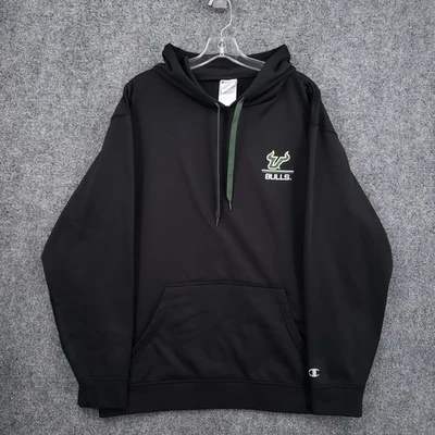 Champion USF South Florida Bulls Hoodie Mens Large Black Pullover Sweatshirt - Image 1 of 4