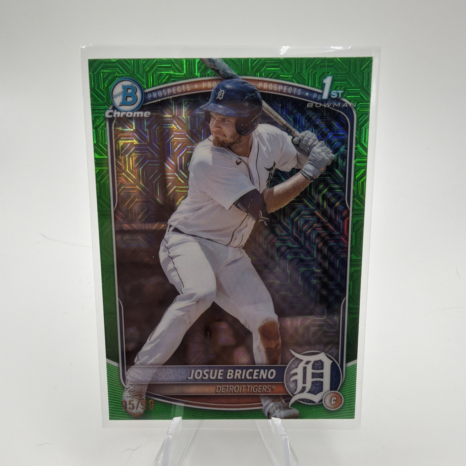 2025 Bowman Chrome 1st Bowman Josue Briceno Green Mojo Refractor /99 Tigers