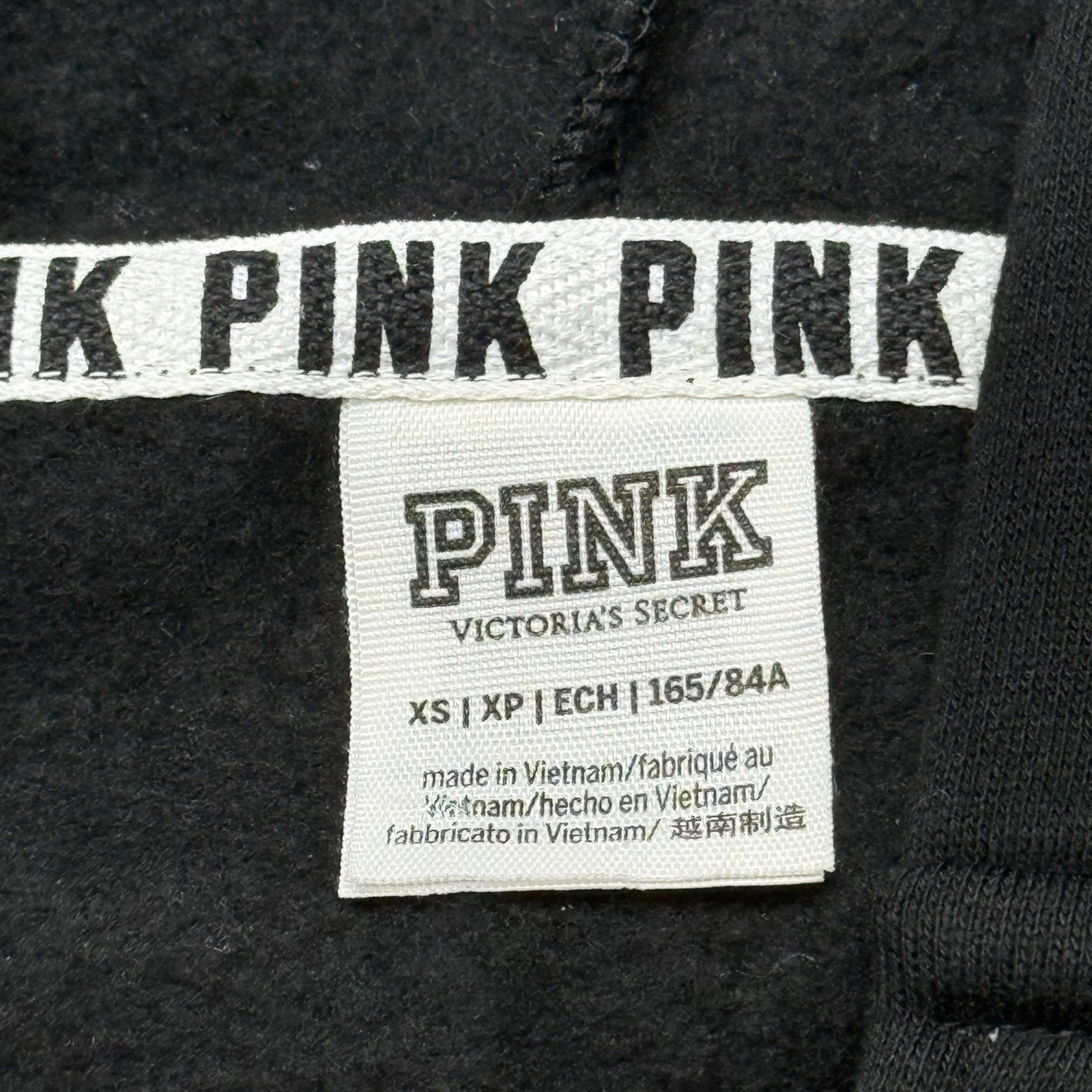 UNDERCOVER Felpa con cappuccio e paillettes Victoria Secret LOVE PINK nera rossa oro rosa Taglia XS